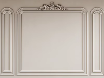 Interior Wall Decorative Lines with Panel Design and Ornate Top Detail 3d model