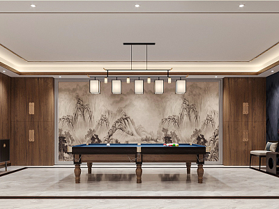 New Chinese Billiards Room Billiards Hall in the Basement 3d model