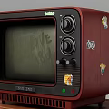 Vintage Retro TV Set Placed On Carved Wooden Table With Classic Design