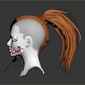 Woman With Orange Braided Hairstyle Wearing Brown Headband Tied At Back With Decorative Ends