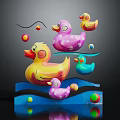 Vibrant Decorative Wavy Furniture Base With Colorful Rubber Ducks And Balls