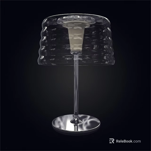 Modern Transparent Table Lamp With Wavy Glass Shade And Metal Base 3d model 