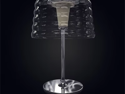 Modern Transparent Table Lamp With Wavy Glass Shade And Metal Base 3d model