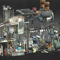 Industrial Equipment With Mechanical Structures Piping Systems Control Panels And Metal Frames