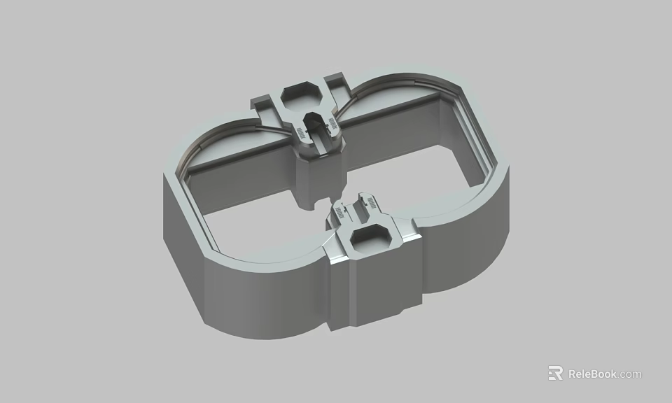 Gray 3D Model of Mechanical Component With Ring Structure And Connecting Parts 3d model 