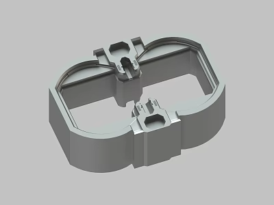 Gray 3D Model of Mechanical Component With Ring Structure And Connecting Parts 3d model