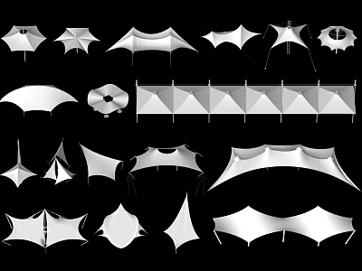 Diverse Tensile Membrane Structures Showcasing Various Architectural Shapes And Designs 3d model
