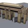 Grand Classical Entrance Gate With Symmetrical Design And Decorative Stone Columns