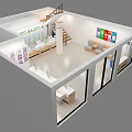 Specialty Store Interior With Shelves Display Counters Glass Doors And Product Layout