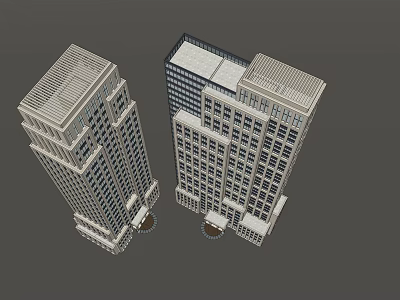 Modern High Rise Office Buildings With Glass Windows And Flat Roof Design 3d model