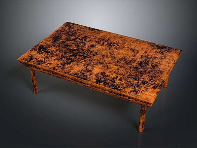 Stylish Wooden Table With Unique Brown Texture And Carved Legs Design 3d model