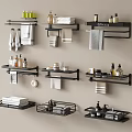 Bathroom Accessories Black Wall Mounted Shelves With Towels Toiletries And Storage Racks