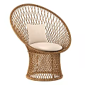 Comfortable Stylish Handwoven Wicker Leisure Chair with Round Design and Cream Cushion
