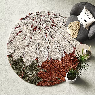 Modern Round Carpet Decorative Ornaments Plush Carpet 3d model