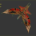 Vibrant Red Black Flying Game Movie Character With Sharp Wings And Claws