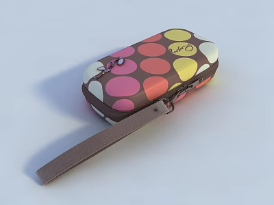 Colorful Polka Dot Fashionable Storage Case With Leather Wrist Strap And Portable Design 3d model