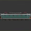 Green and White Electric Train Model with Red Pantographs and Detailed Design
