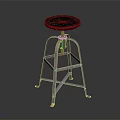Modern Bar Stool With Speckled Round Seat And Chrome Metal Frame In Reflective Setting