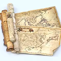 Vintage Historical Book with Ancient World Maps and Decorative Scrolls 3d model