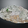 Natural Rocky Terrain Model With Broken Rocks Varied Soil And Green Vegetation