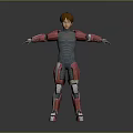 Red And Gray Armored Game Movie Character With Outstretched Arms