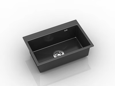 Black Rectangular Kitchen Sink Single Bowl Modern Design With Central Drain 3d model