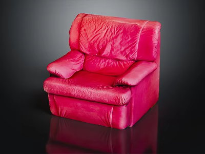 Pink Leather Single-seater Sofa With Armrest And Backrest Thick Design Shiny Surface Furniture 3d model