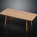 Minimalist Wooden Rectangular Table With Slim Legs And Smooth Natural Surface 3d model