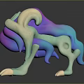 Game Movie Character Fantasy Alien Creature With Purple Green Body Tentacles And Claws