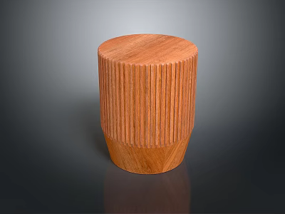 Modern Wooden Striped Stool With Round Top And Simple Design 3d model