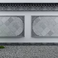 Building Exterior Wall With Traditional Roof Symmetrical Gray Stone Tiles And Geometric Patterns