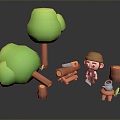 Cartoon Characters Camping Cartoon Forest 3d model