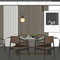 Modern Restaurant Interior With Dining Table Chairs Hanging Lights Zebra Wall Art And Green Plant