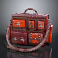 Vintage Leather Suitcase With Multiple Compartments Red Brown Design Metal Buckles And Strap