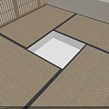 Square Tatami Style Rug With Grid Design And Sunken Area In Room Interior
