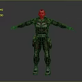 Human Military Character in Camouflage Uniform With Tactical Gear and Outstretched Arms