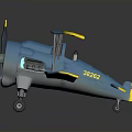 Blue And Yellow Biplane 3D Model For Aerospace Themed Collection