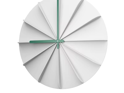 Modern White Wall Clock With Green Hands And Folded Geometric Dial Design 3d model
