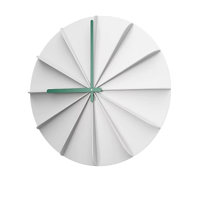 Modern White Wall Clock With Green Hands And Folded Geometric Dial Design 3d model