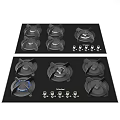 Sunflame Black Gas Cooktop with Multiple Burners and Control Knobs for Home Kitchen 3d model