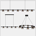Modern Chandeliers With Linear And Circular Designs Featuring Multiple Lights And Black Frames 3d model