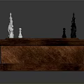 Wooden Chess Set With Black And White Pieces On Checkerboard