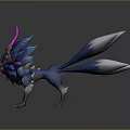 Fantasy Creature 3D Model With Blue White Feathers And Pink Purple Horns