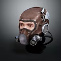 Leather Tactical Gas Mask With Metal Accents And Filter Canisters Design