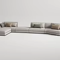Modern Light Gray Sectional Sofa With L Shaped Design And Multiple Accent Pillows
