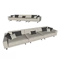 Modern three-seat sofa multiplayer sofa 3d model