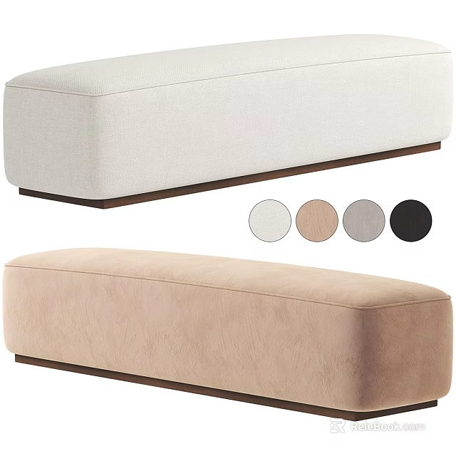 Modern Upholstered Sofa Bench With White Beige Gray Black Color Options 3d model 