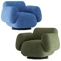 Cozy Fluffy Light Gray Single Sofa With Swivel Base And Armrests
