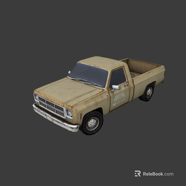 Vintage Rusty Beige Pickup Truck With Classic Design And Old Exterior 3d model 