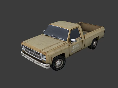 Vintage Rusty Beige Pickup Truck With Classic Design And Old Exterior 3d model